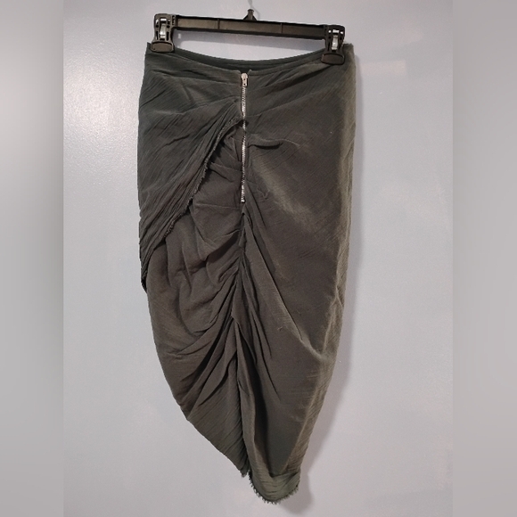 Isabel Marant Teal Blue Grey Textured Silk Ruched Back Skirt 34 - Picture 5 of 6